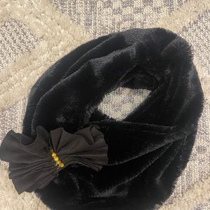 Free People Black Faux Fur Infinity Tube Scarf